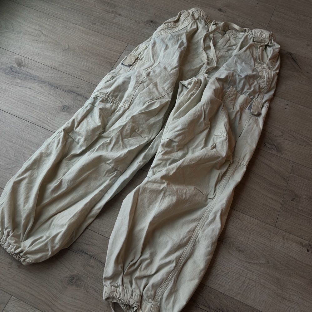 Jaded London Oversized Cargo Cream&White Pants